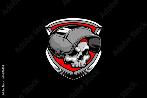 Skull head with welding helmet vector