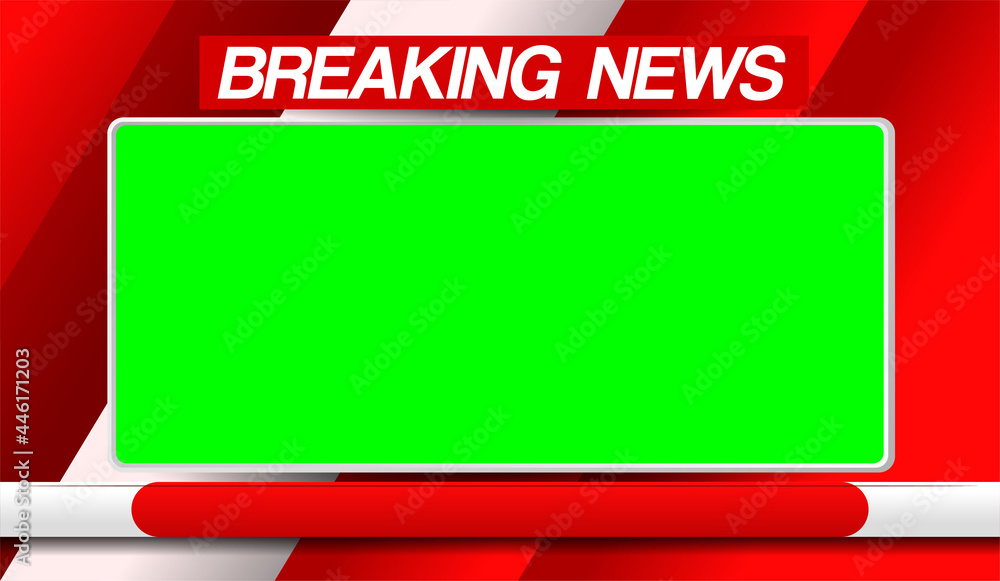Breaking News Template. Chroma key mock-up. details in red. Stock