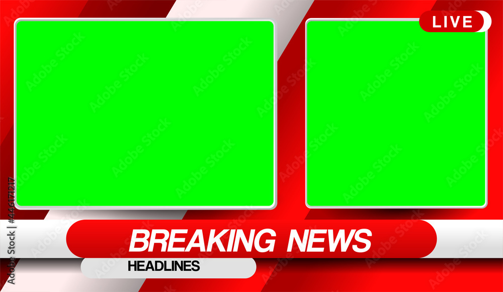 Breaking News Template. Chroma key mock-up. details in red. Stock
