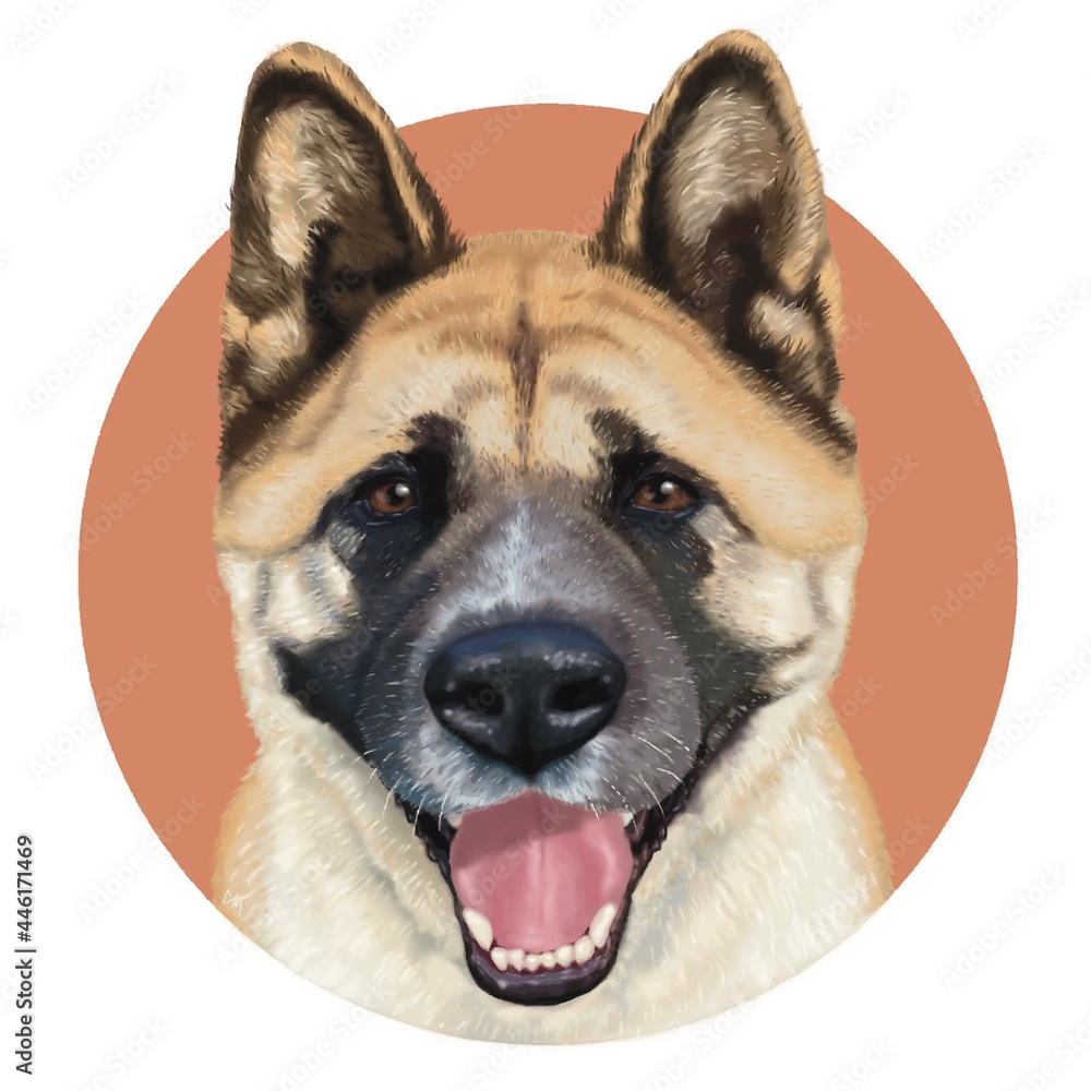 Illustration of portrait of a german shepherd dog with red circle and white background. Illustration of portrait of a german shepherd dog with red circle and white background.