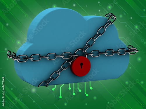 3d rendering cloud  storage lock