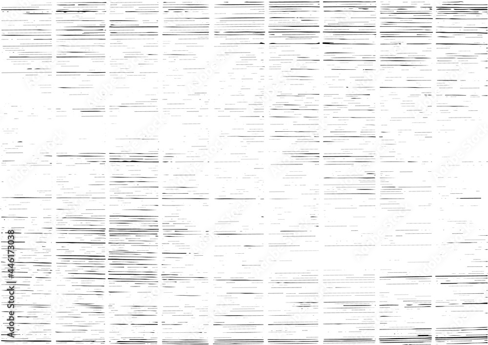 Fototapeta premium Textured backdrop with small horizontal stripes, scratches . Shabby bamboo mat texture. Thin lines. Vector overlay background.