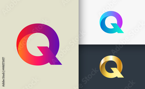 Fototapeta Naklejka Na Ścianę i Meble -  Q letter logo 3d type logo