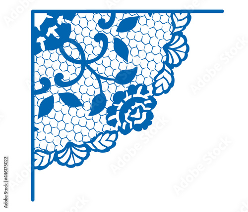 フレーム用コーナー。アンティークなレース風。ベクター素材。