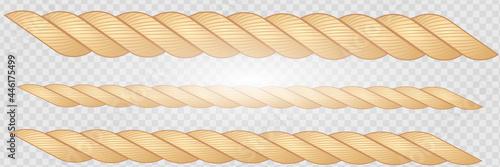 Nautical rope. Round and square rope frames, cord borders. Sailing vector decoration elements. Rope marine, nautical border, cord round, string knot twisted illustration