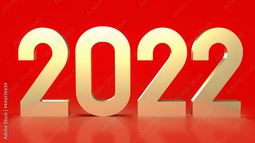 gold 2022 on red background for new year concept 3d rendering. gold 2022 on red background for new year concept 3d rendering.