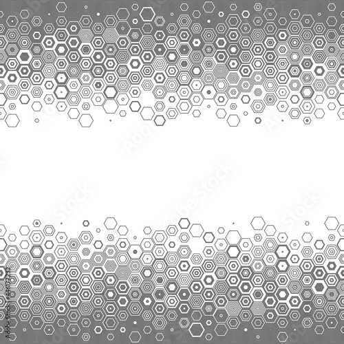 Hexagonal abstract seamless background. Vector geometric background with fade linear hexagons
