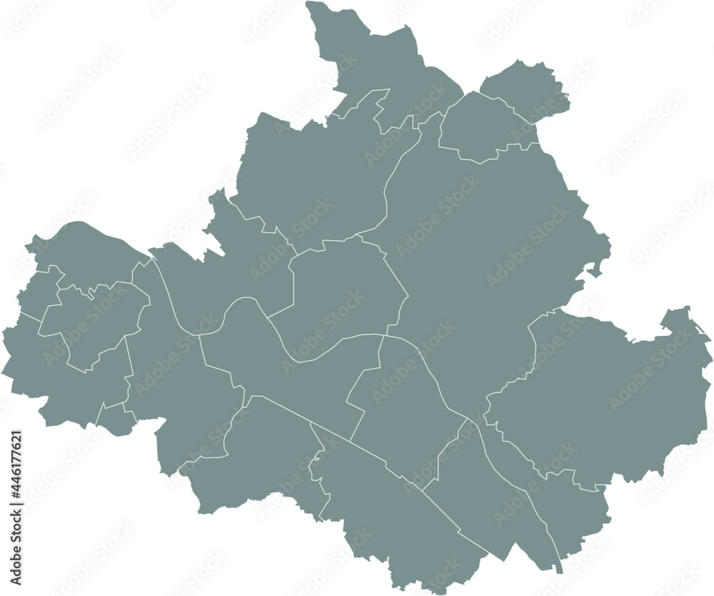 Simple gray vector map with white borders of districts of Dresden, Germany
