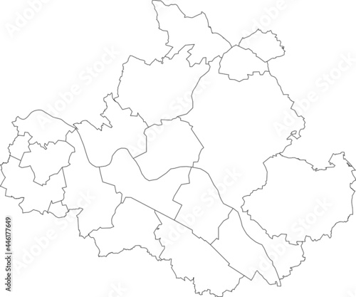 Simple blank white vector map with black borders of districts of Dresden  Germany