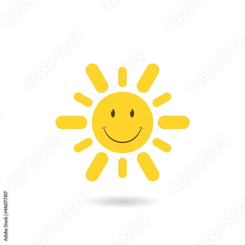 Fototapeta Naklejka Na Ścianę i Meble -  Sun smiling icon with shadow