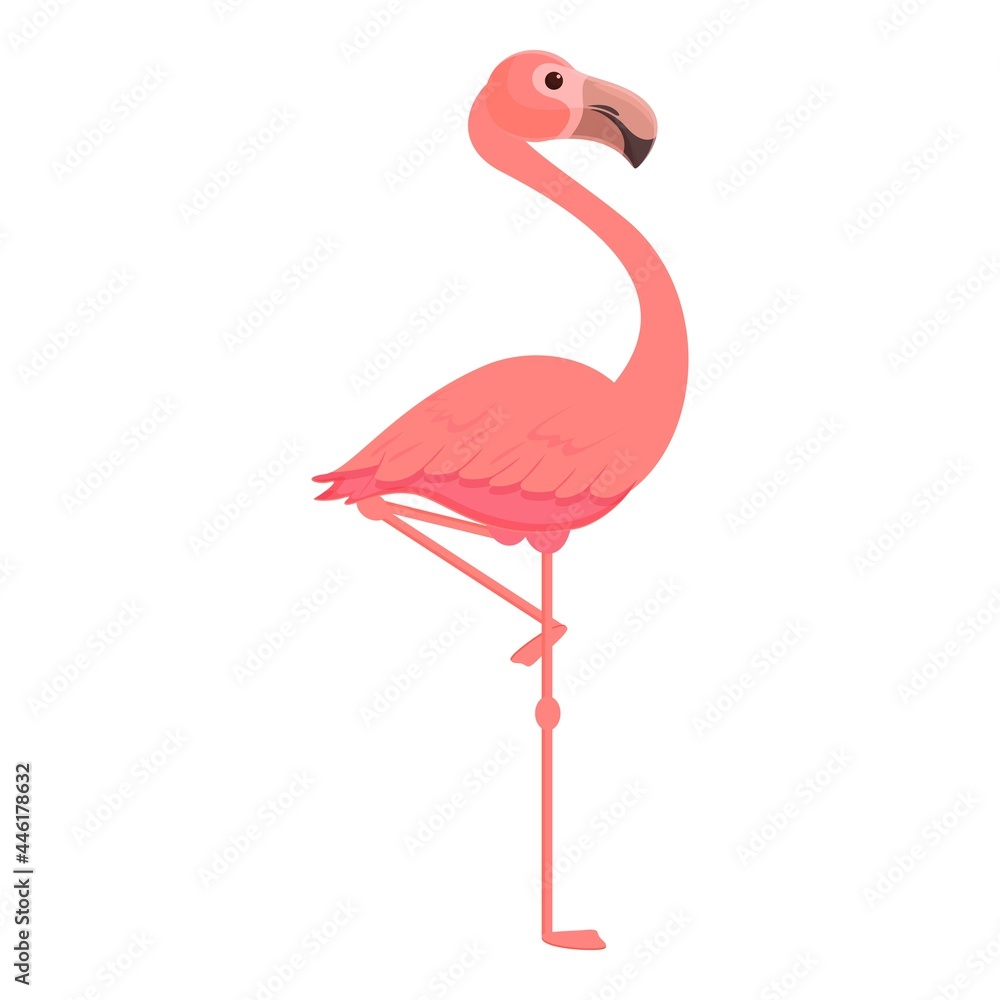 Flamingo stand icon cartoon vector. Pink bird. Tropical cute flamingo
