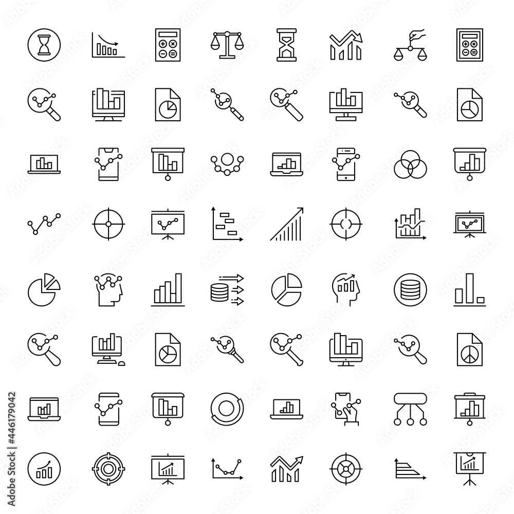 Analytics line icon set. Analytics line icon set.