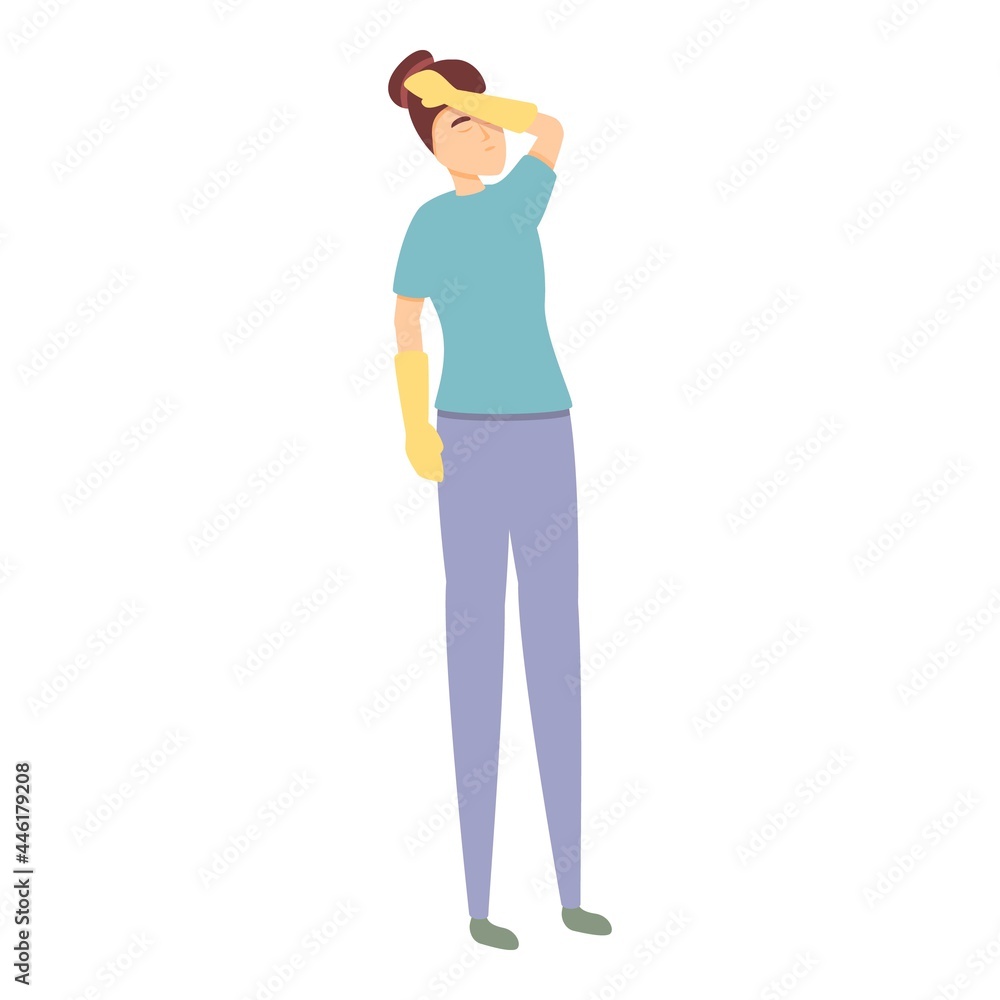 Tired mom icon cartoon vector. Mother housework. Home household
