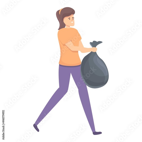 Housewife garbage bag icon cartoon vector. Mom kitchen. House housework