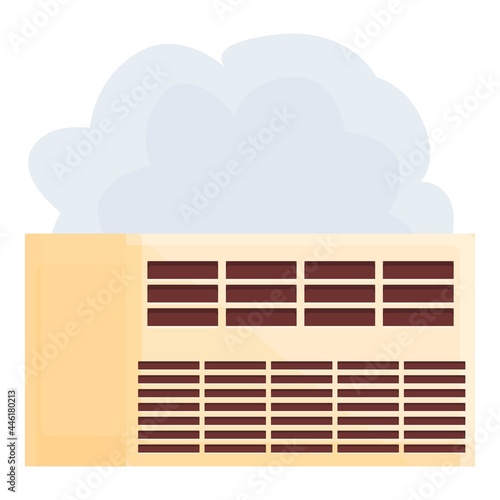 Old air conditioner repair icon cartoon vector. Home maintenance. Service technician