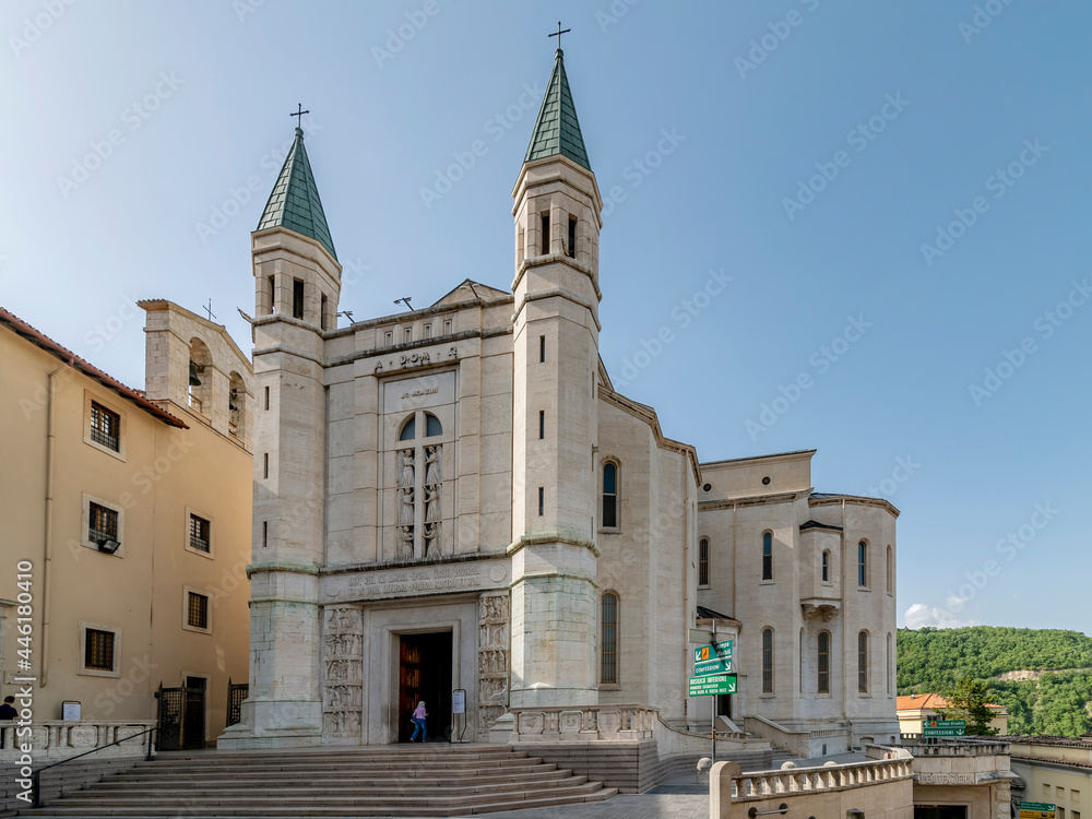 The ancient Basilica of Santa Rita, in the historic center of Cascia, Perugia, Italy