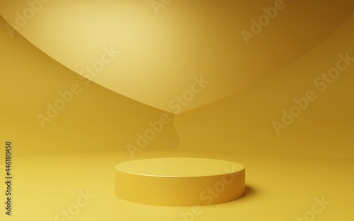 Fototapeta Naklejka Na Ścianę i Meble -  3d rendering of empty gold abstract minimal background. Scene for advertising design, cosmetic ads, show, showroom technology, food, banner, cream, fashion, luxury. Illustration. Product display