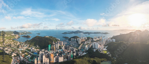 Amazing aerial view of Aberdeen, the famous tourist place in the south of Hong Kong photo