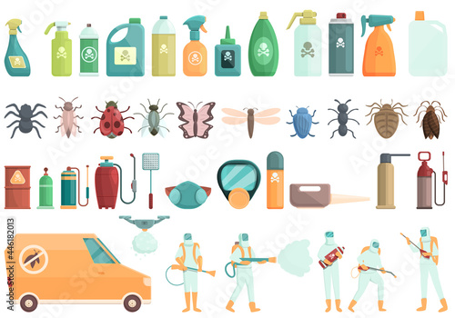 Chemical control icons set cartoon vector. Quality test. Water safety