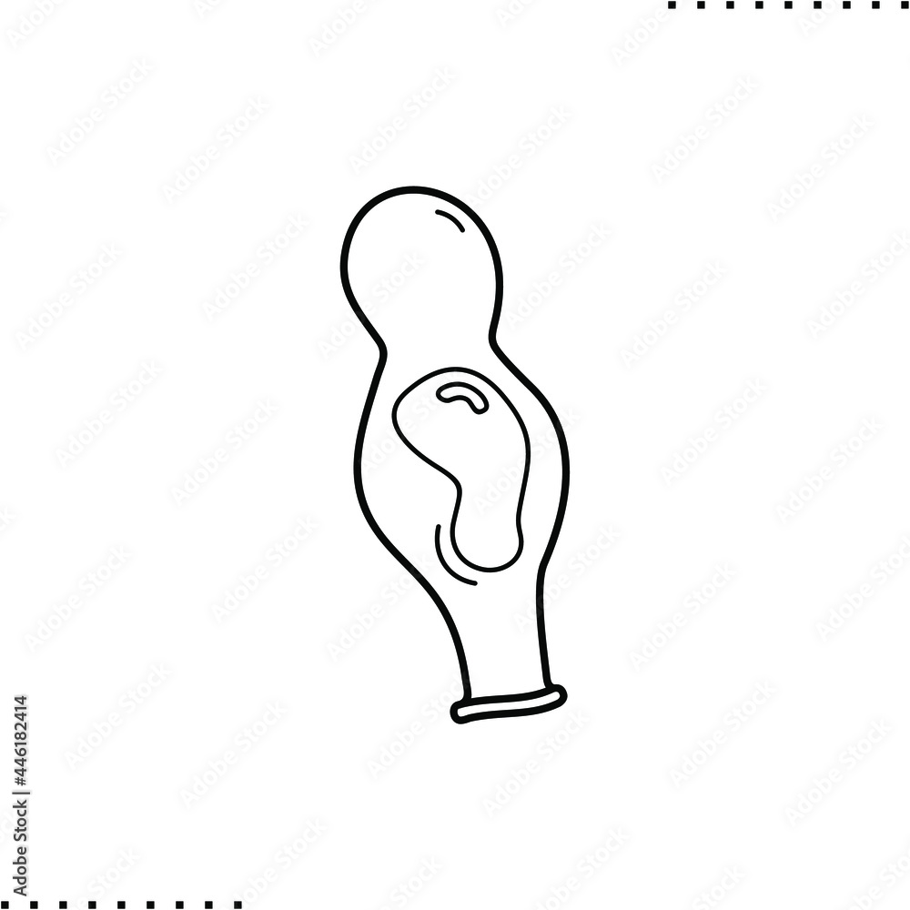 Fototapeta premium Empty deflated balloon vector icon in outline