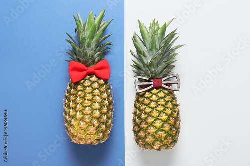 Fresh pineapples in bow tie...