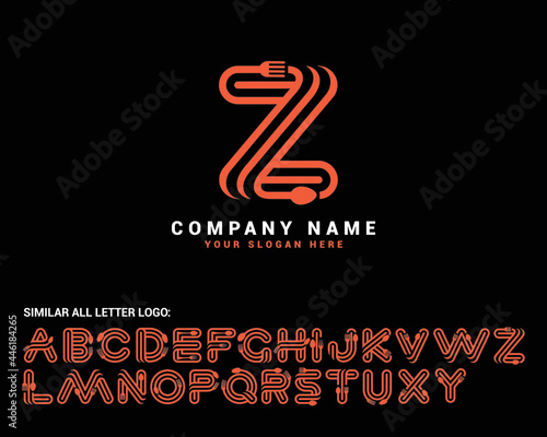 Z Food Letter logo, Z spoon letter logo,food letter logo set, food alphabet