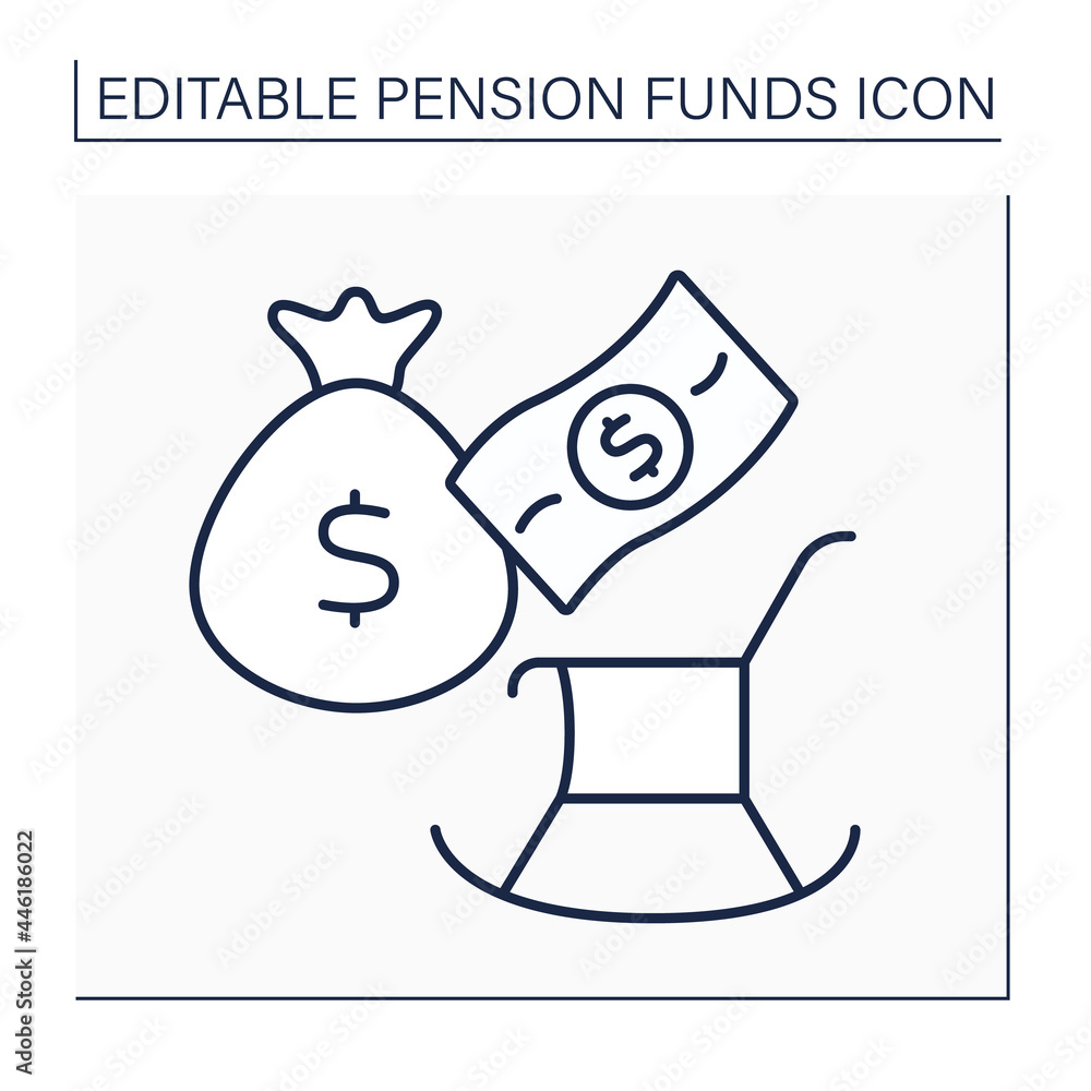 Charges line icon. Official contributions to state accounts. Percentage taken out every time paying. Pension fund concept. Isolated vector illustration. Editable stroke