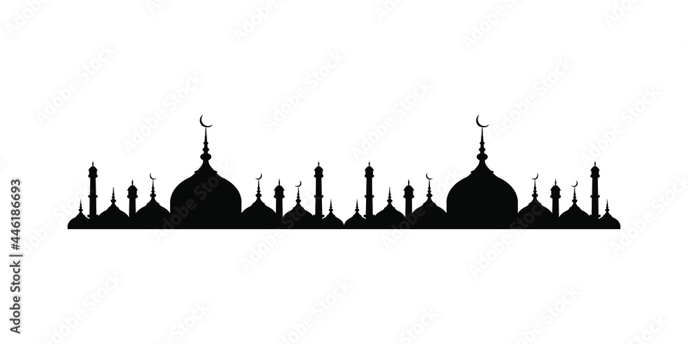 Vector Illustration Of A Muslim Mosque Silhouette Ramadan Ramadhan Eid