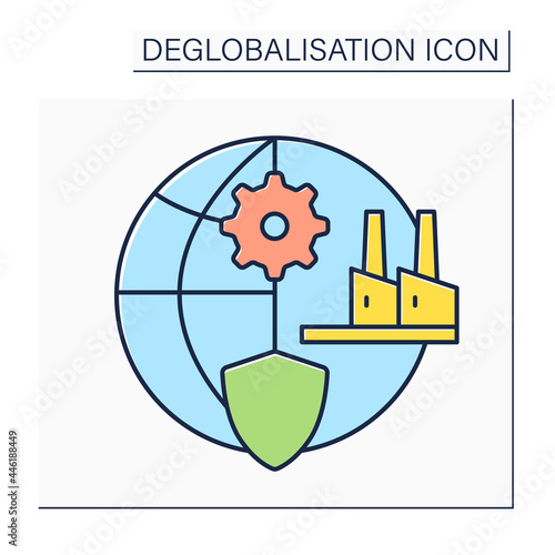 Protectionism color icon. Strengthening manufacturing sector. Deglobalisation concept. Isolated vector illustration photo