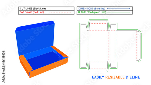 Garments box, tuck end garments box diline template and 3D vector file
