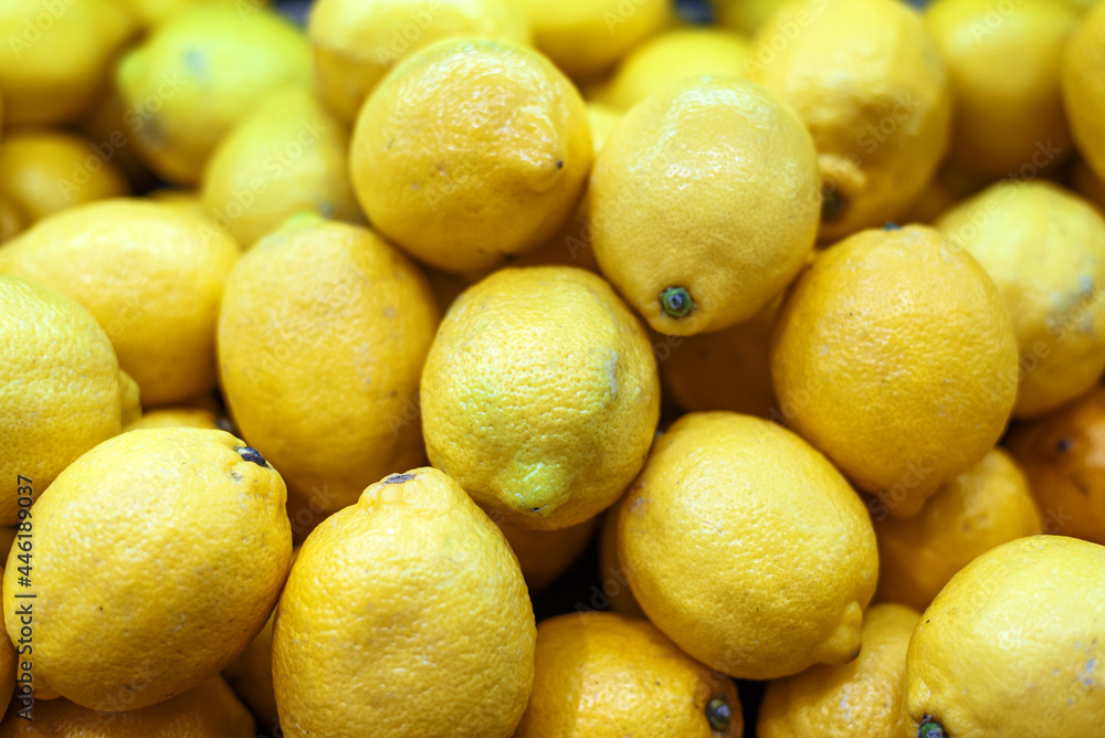 close up  yellow lemon background