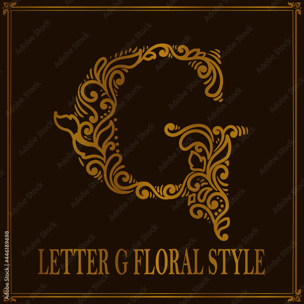 Vintage Letter G floral pattern style