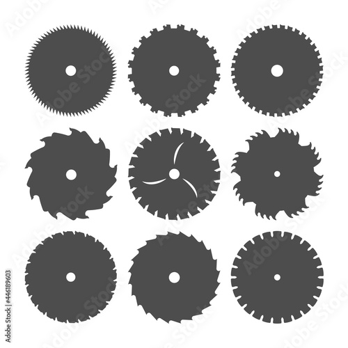 Metal discs for processing and cutting hard materials for hand saws on a white background.