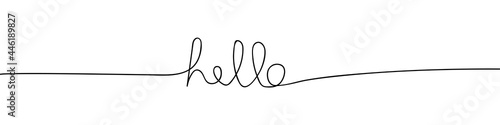 Hello. Hand-drawn greeting. One line style. Vector illustration