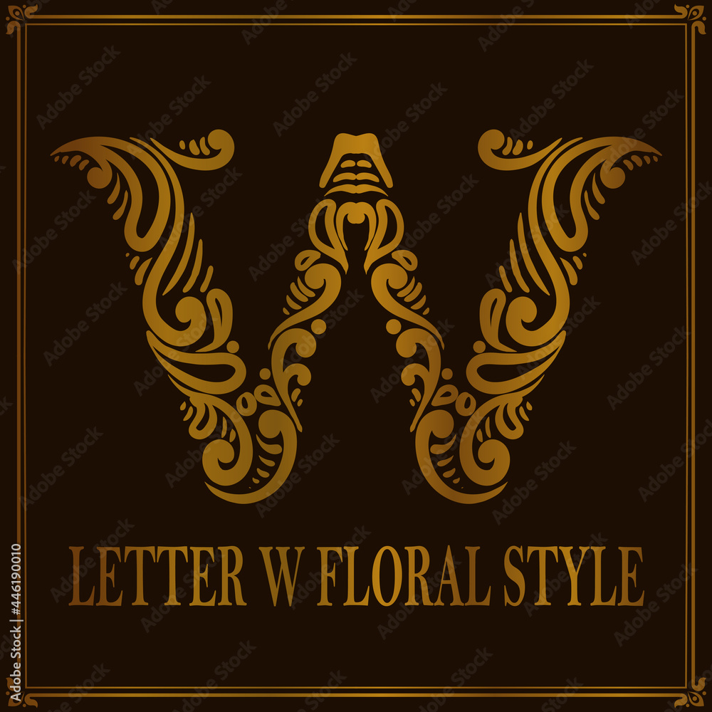 Vintage Letter W floral pattern style