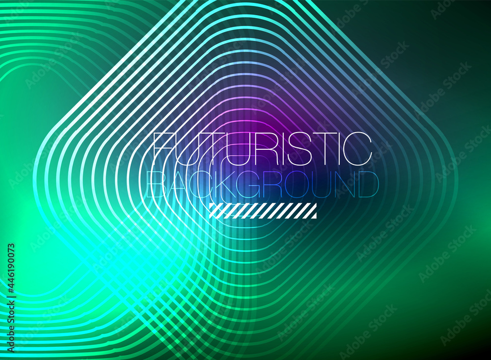 Neon color square shape lines abstract background. Shiny magic energy and motion concept, vector abstract wallpaper background Neon color square shape lines abstract background. Shiny magic energy and motion concept, vector abstract wallpaper background