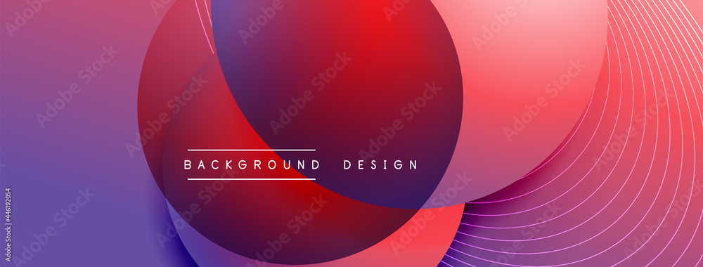 Gradient circles with shadows. Vector techno abstract background. Modern overlapping forms wallpaper background, design template Gradient circles with shadows. Vector techno abstract background. Modern overlapping forms wallpaper background, design template