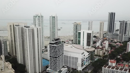 Skyscrapers and apartment buildings in Georgetown Penang Malaysia. Urban cityscape in Georgetown Penang