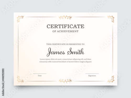 Best Award Certificate Of Achievement Template Design.