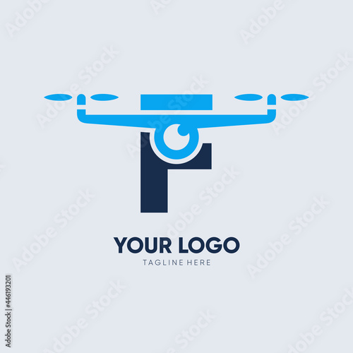 Letter F Drone Logo Design Vector Icon Graphic Emblem Illustration 