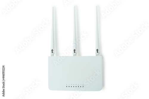 Wi-Fi router with external antennas isolated on white background