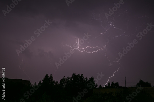 Lightning during a storm over the city in the nightLightning during a storm over the city in the night