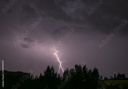 Lightning during a storm over the city in the nightLightning during a storm over the city in the night