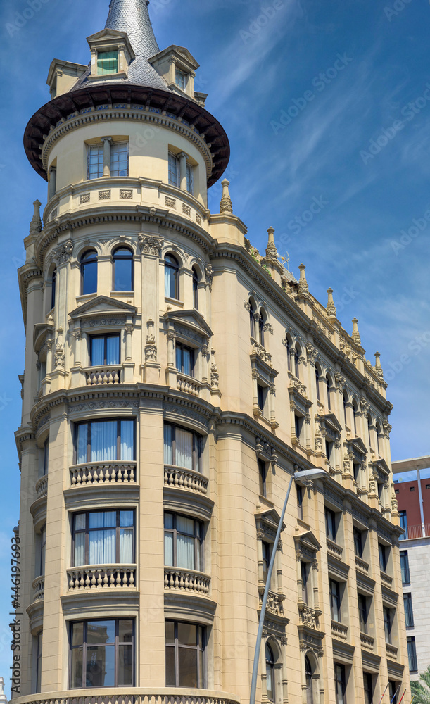 Old residential building at sunny day in Barcelona