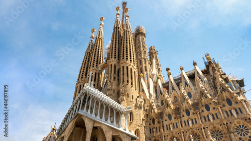 The Sagrada Familia and construction works in Barcelona
