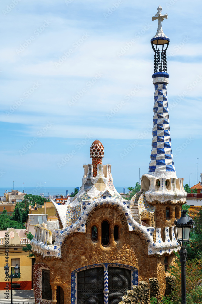 Park Guel, building with unusual architectural style, Barcelona