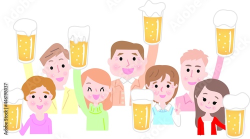 仲間でビール乾杯