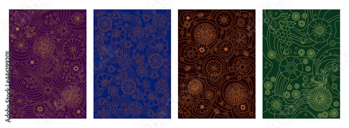 Psychedelic Floral Backgrounds and Pattern Vector Set