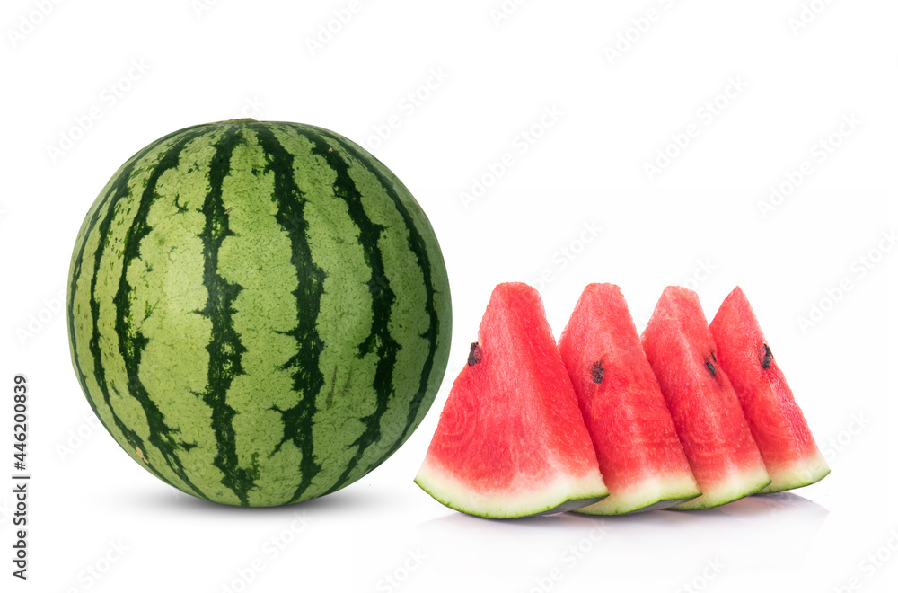 Watermelon and slice watermelon isolated on white background