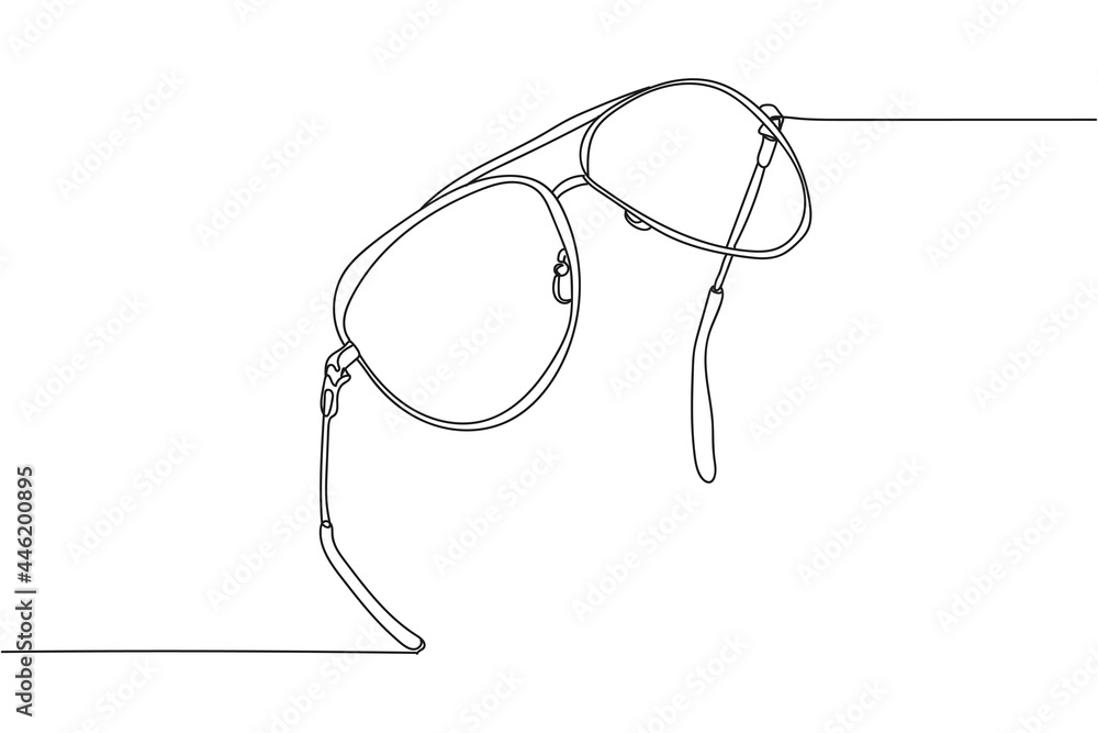 Continuous one line of sunglasses in silhouette on a white background. Linear stylized.Minimalist. Continuous one line of sunglasses in silhouette on a white background. Linear stylized.Minimalist.